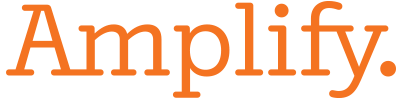 Logotipo del programa èAV ELA que presenta el texto "amplify ela" en naranja con una letra 'a' estilizada antes del texto.