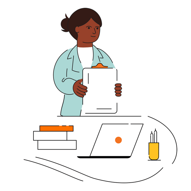 Educator at desk with tutoring services materials for reading competency