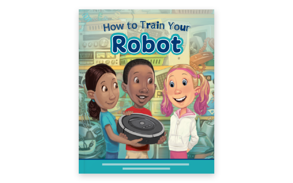 Three children of diverse backgrounds smiling and holding a robot, with the title "best science podcasts" above them in a colorful, cartoon style illustration.