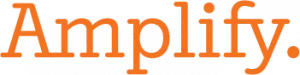 Logo of amplify, featuring the word 'amplify' in orange, stylized font with a period at the end.