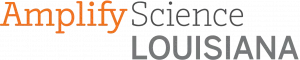 El texto del logotipo dice "Amplify Science LOUISIANA" con "Amplify" en naranja y "Science LOUISIANA" en gris oscuro.