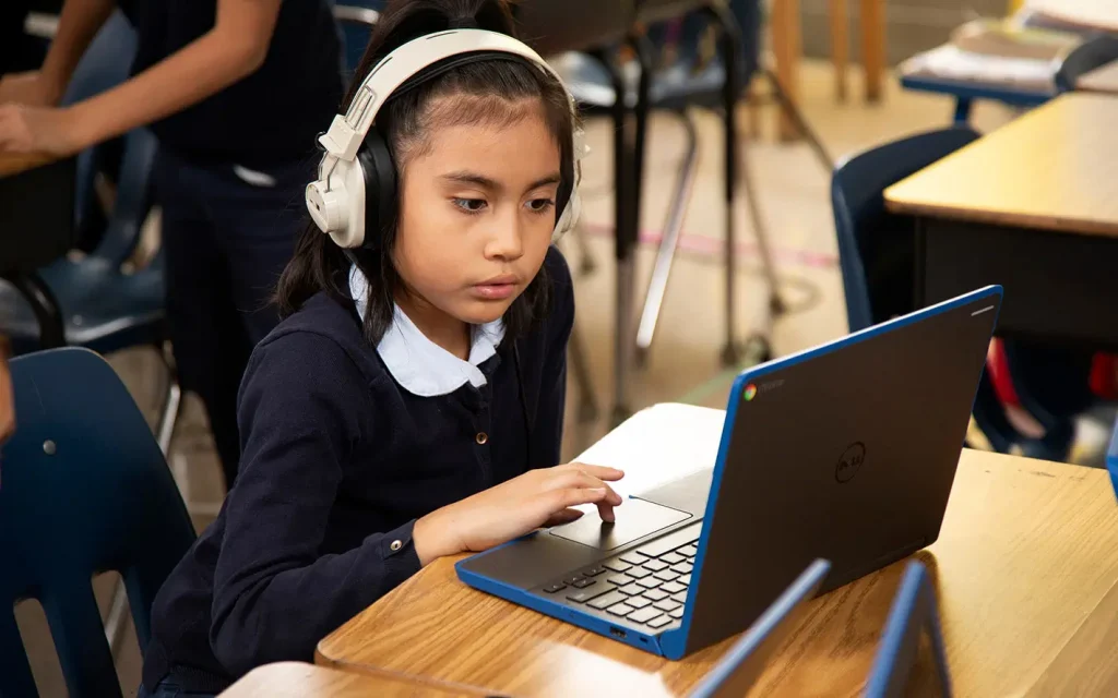 Student working on laptop
