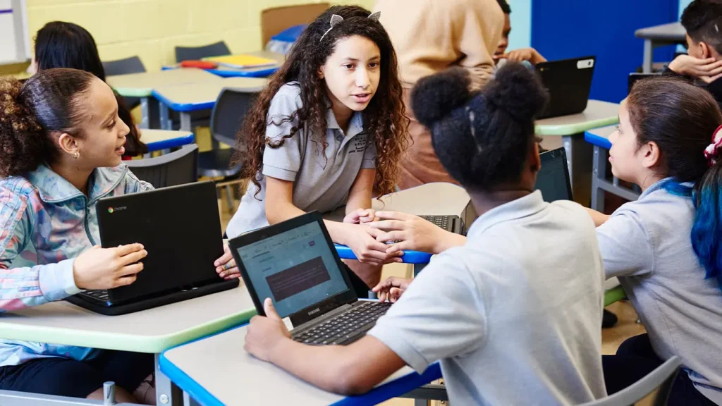 amplify math middle schoolers in classroom