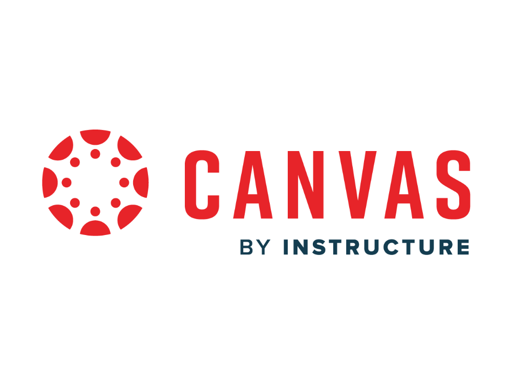 A logo with a red circular design, next to the text "CANVAS" in red and "BY INSTRUCTURE" in blue.