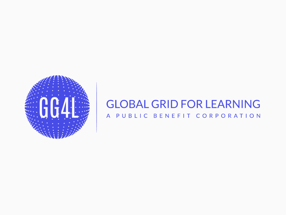 Logo of Global Grid for Learning featuring a dotted sphere with "GG4L" inside and text reading "GLOBAL GRID FOR LEARNING A PUBLIC BENEFIT CORPORATION" on the right.