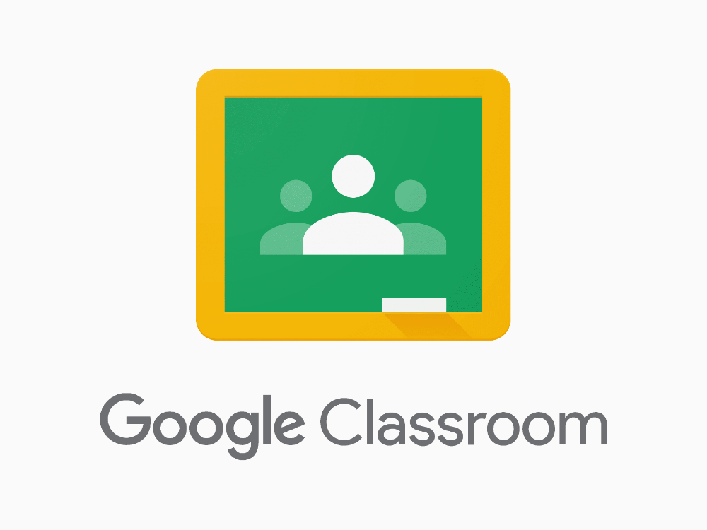 Google Classroom logo depicting a stylized chalkboard with three user icons.