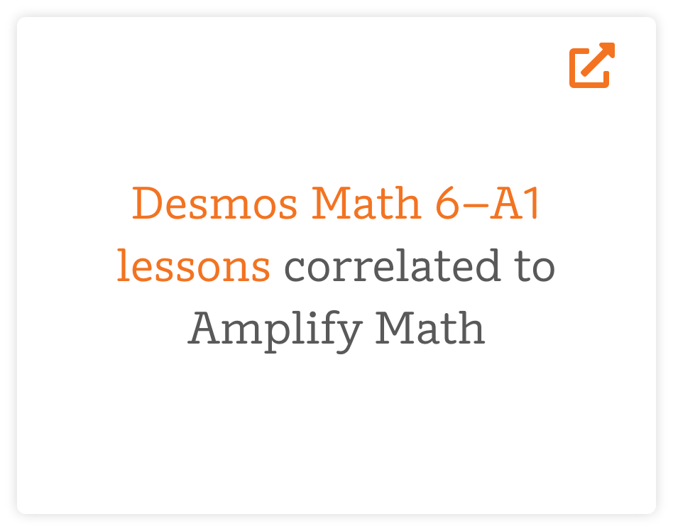 Desmos Math 6–A1 lessons correlated to Amplify Math" with an external link icon.