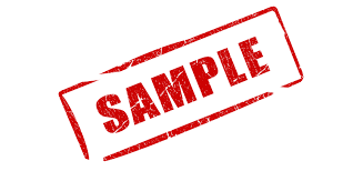 Red text reading "SAMPLE" is stamped diagonally across a white background.
